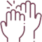 Two hands with raised fingers demonstrating stop or halt gesture against white background.