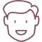 Simple line drawing of smiling male face representing dental patient or dentist for dental practice website.